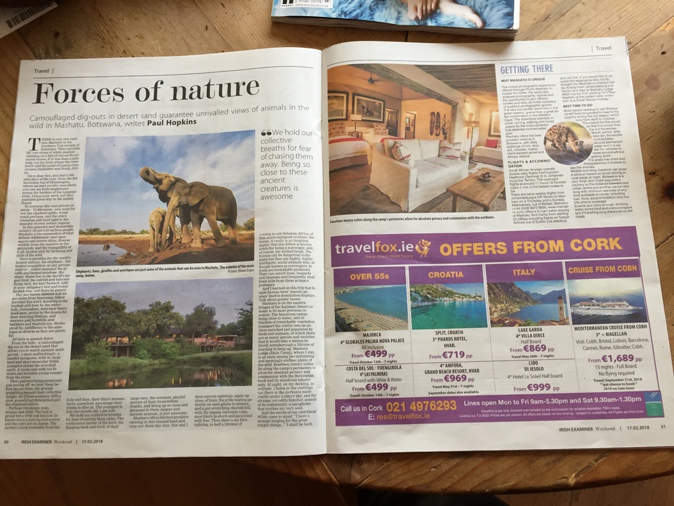 Mashatu featured in the Irish Examiner
